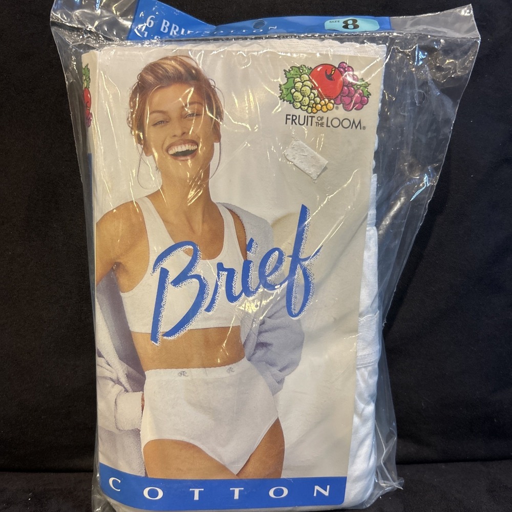 Vtg  1999 Fruit Of The Loom Brief Cotton Panties Size 8 Hips 41-42.‎ Six pack.